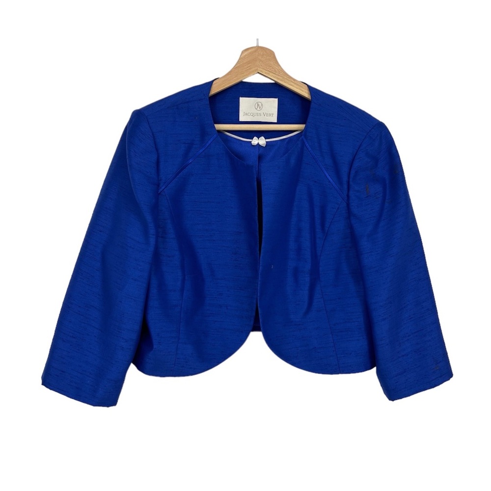 Jacques Vert Royal Blue Cropped Open Blazer